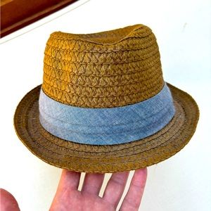 JCrew Straw Hat - Chambray band - small/medium-womans